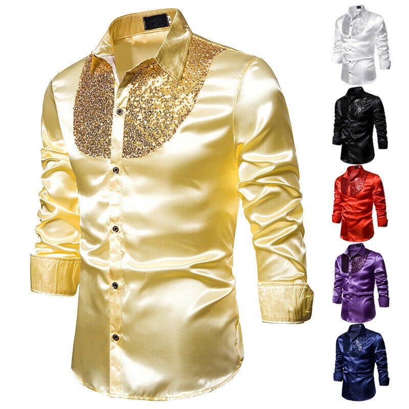 Men Long Sleeve Wedding Dress Shirt For Men Soft Comfortable Shine Business Shirt Men England Style Sequin Formal Shirt Men Tops